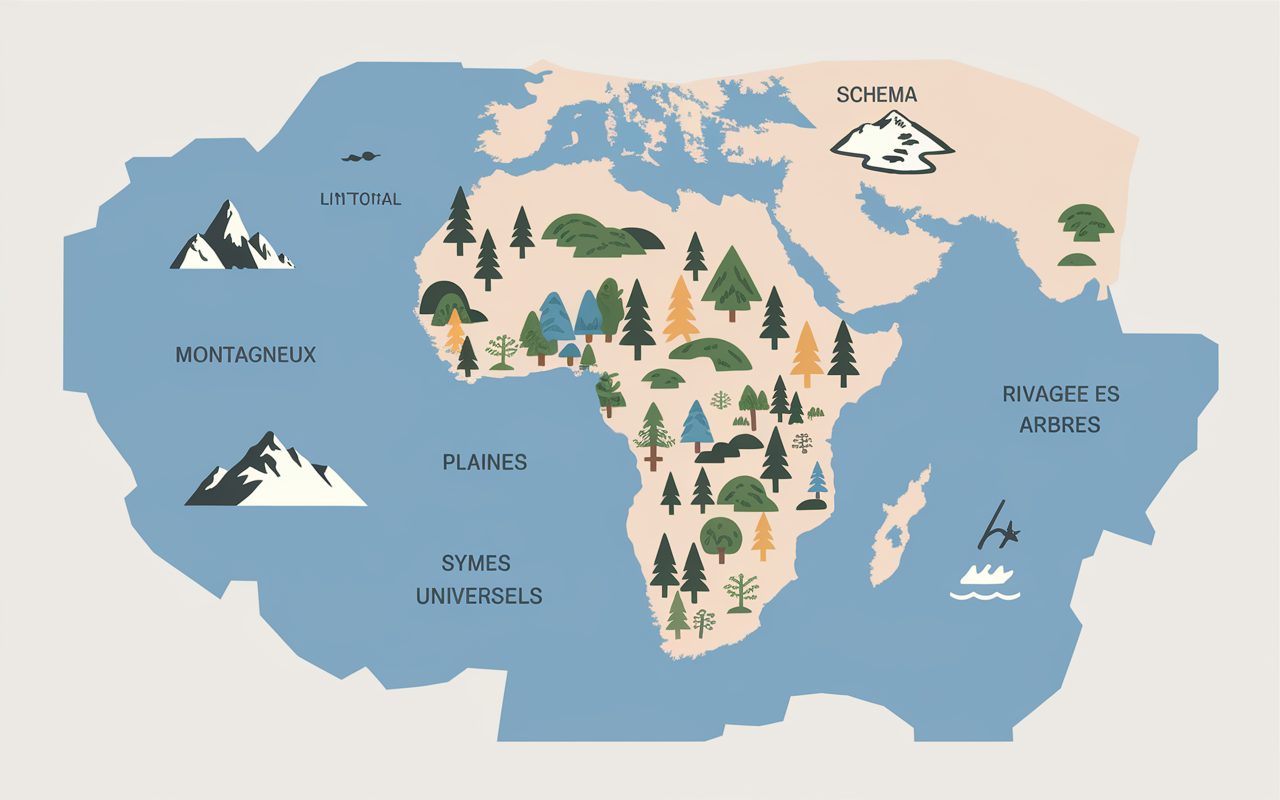 Carte illustrée paysages Chypre massifs littoral plaines