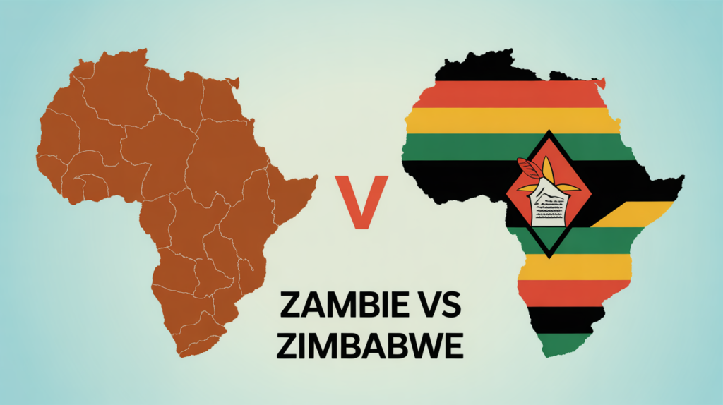 Carte stylisée Zambie Zimbabwe Afrique australe