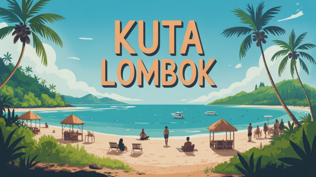 Plage tropicale Kuta Lombok, ambiance detendue, warungs et voyageurs