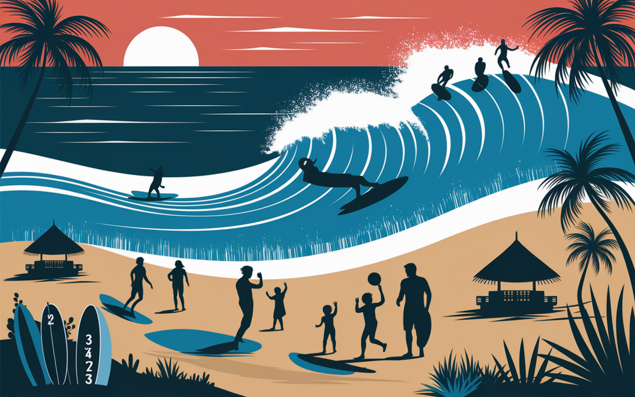 Trois plages Kuta Lombok, surfeurs, warungs, familles, couleurs tropicales