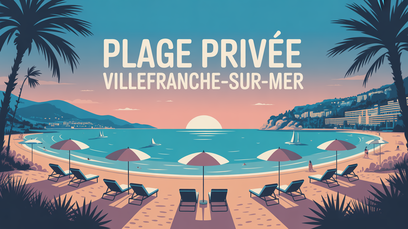 plage privée Villefranche-sur-Mer vue du dessus avec transats et mer turquoise