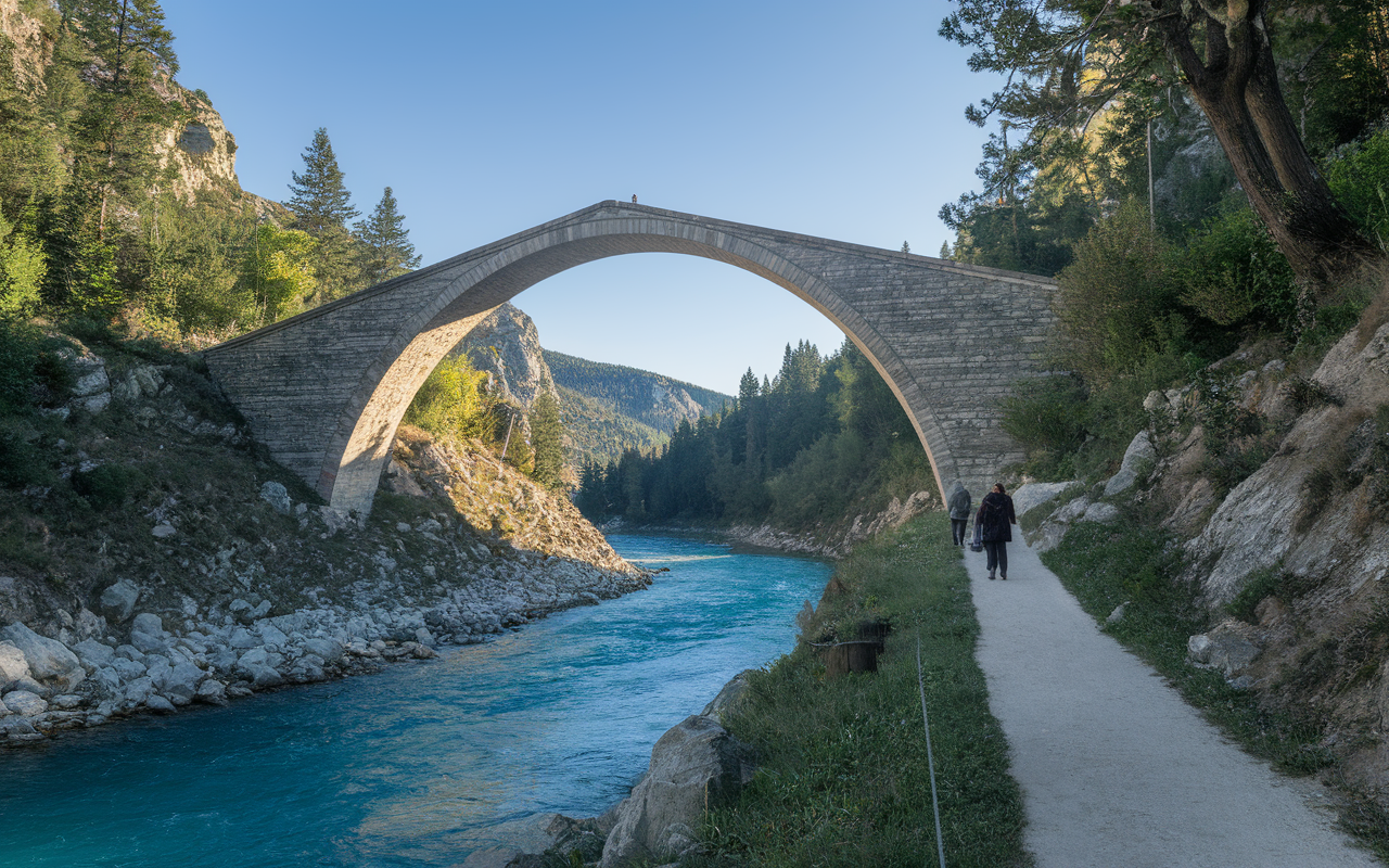 pont de zaglia arche pierre riviere turquoise sentier corse