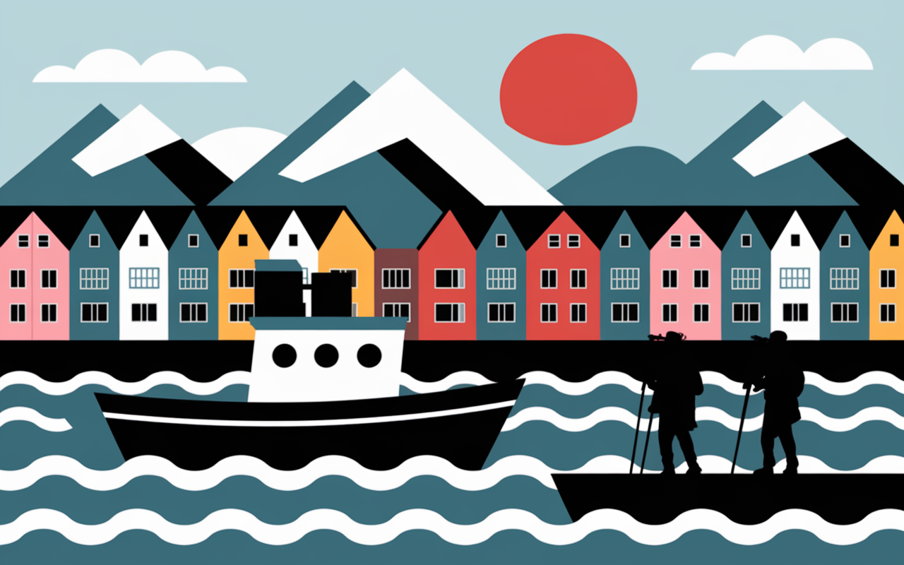 Ville Punta Arenas port, maisons colorees, vent, montagnes