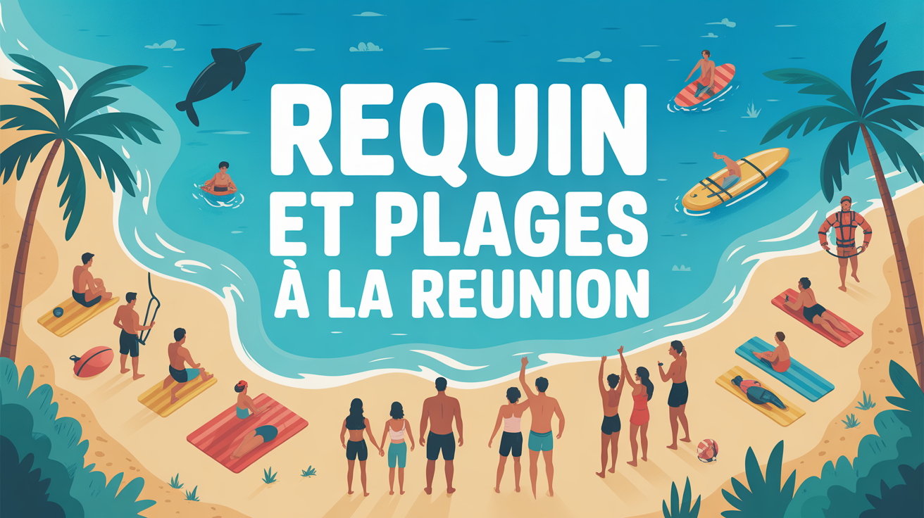 Illustration plage sécurisée Réunion, filets anti-requins, sauveteur