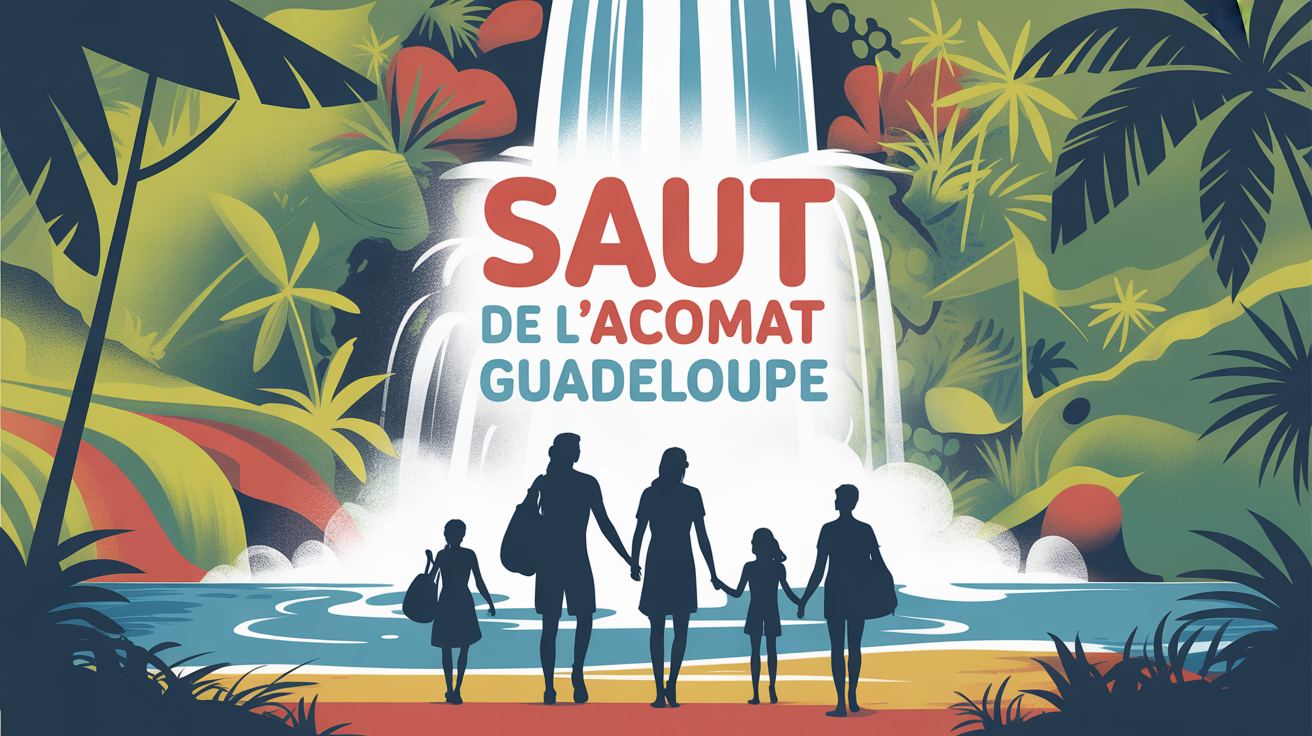 Illustration cascade tropicale Saut de l'Acomat sentier Guadeloupe