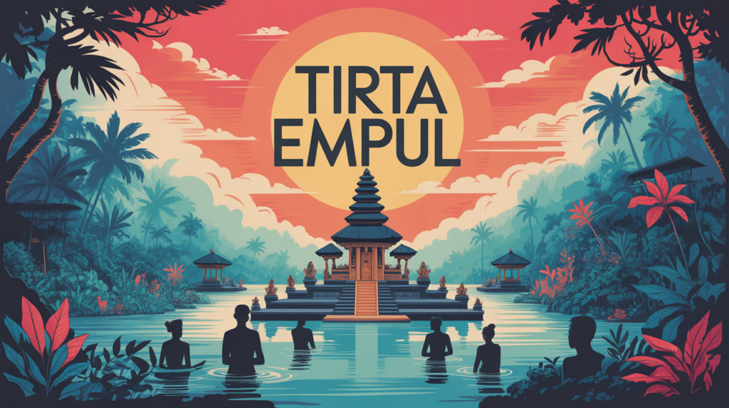 Temple Tirta Empul Bali vue stylisee spiritualite