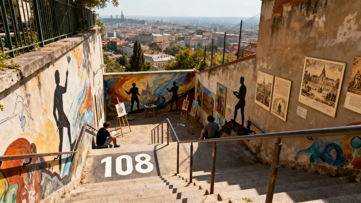 Escaliers 108 fresques et panorama urbain Haebangchon