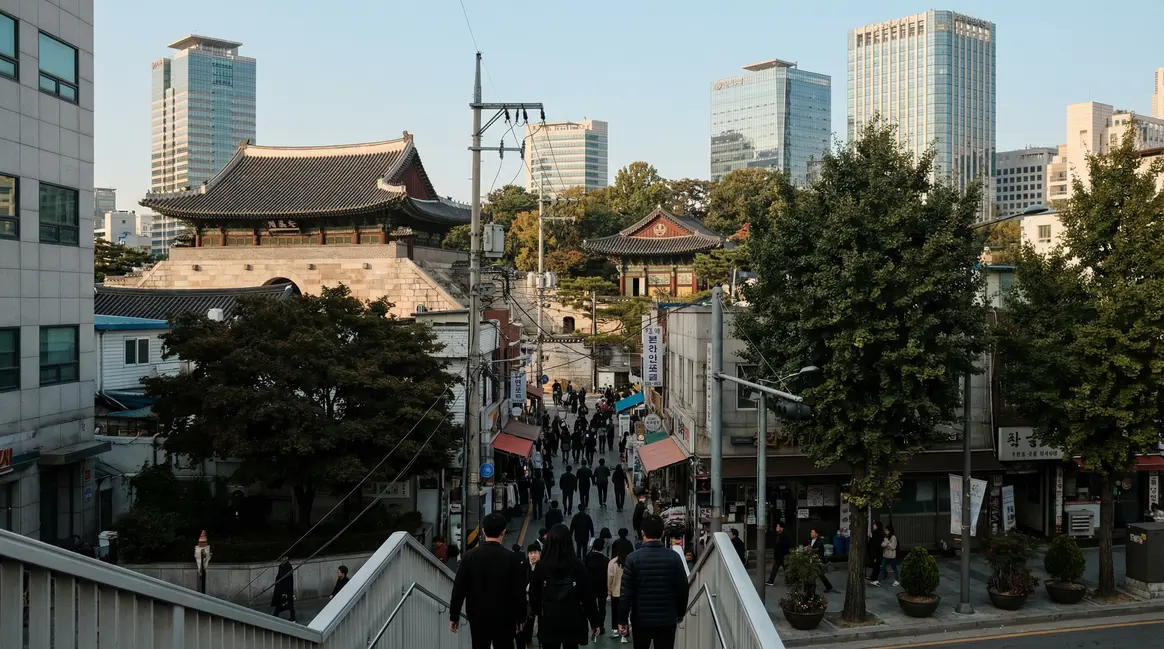 Vue centre ville Seoul palais temples buildings