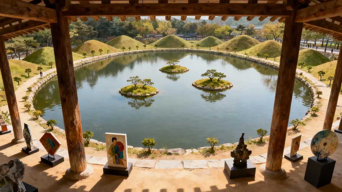 Etang Anapji historique pavillons iles objets art