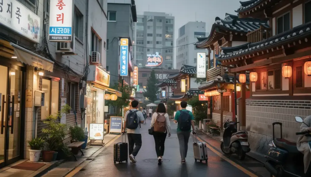 vue urbaine logement coree du sud hotels auberges guesthouses hanok
