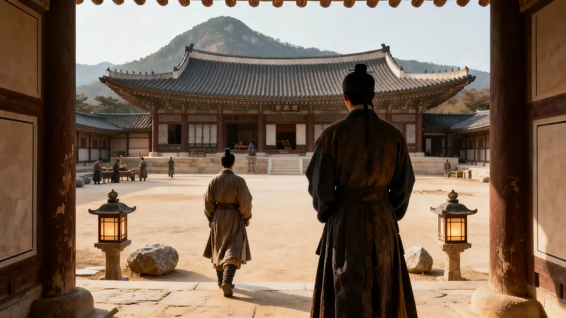 Palais Joseon Séoul traditionnel montagne lanternes