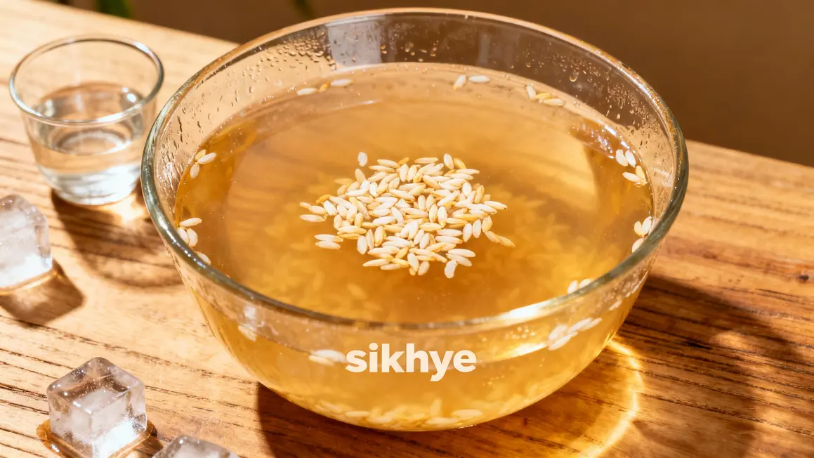 Bol de sikhye coréen avec grains de riz flottant