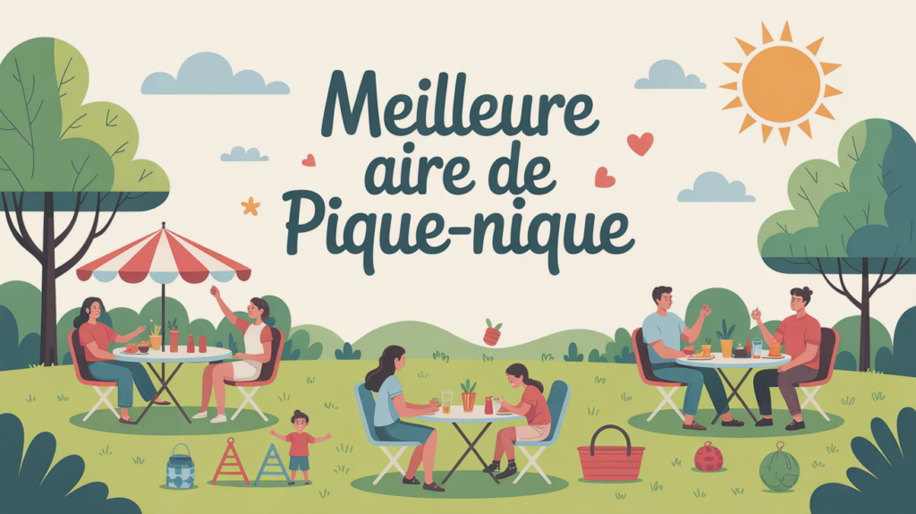 illustration aire de pique nique en famille nature