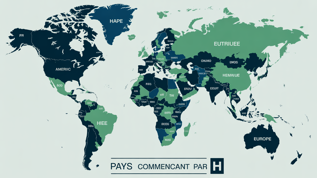 carte monde avec pays en h surlignes