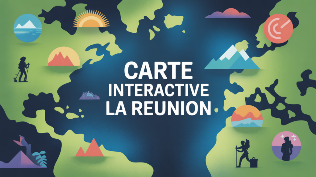 Carte Reunion vue de dessus pictogrammes voyageurs