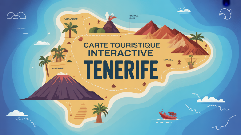 carte tenerife graphique avec plages volcans