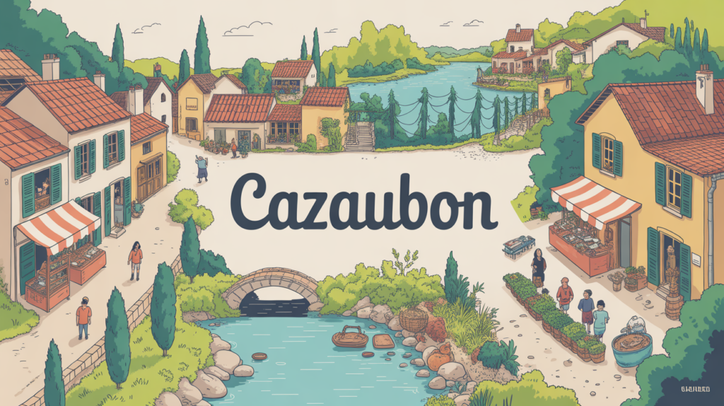 Vue stylisée de Cazaubon village dans le Sud-Ouest