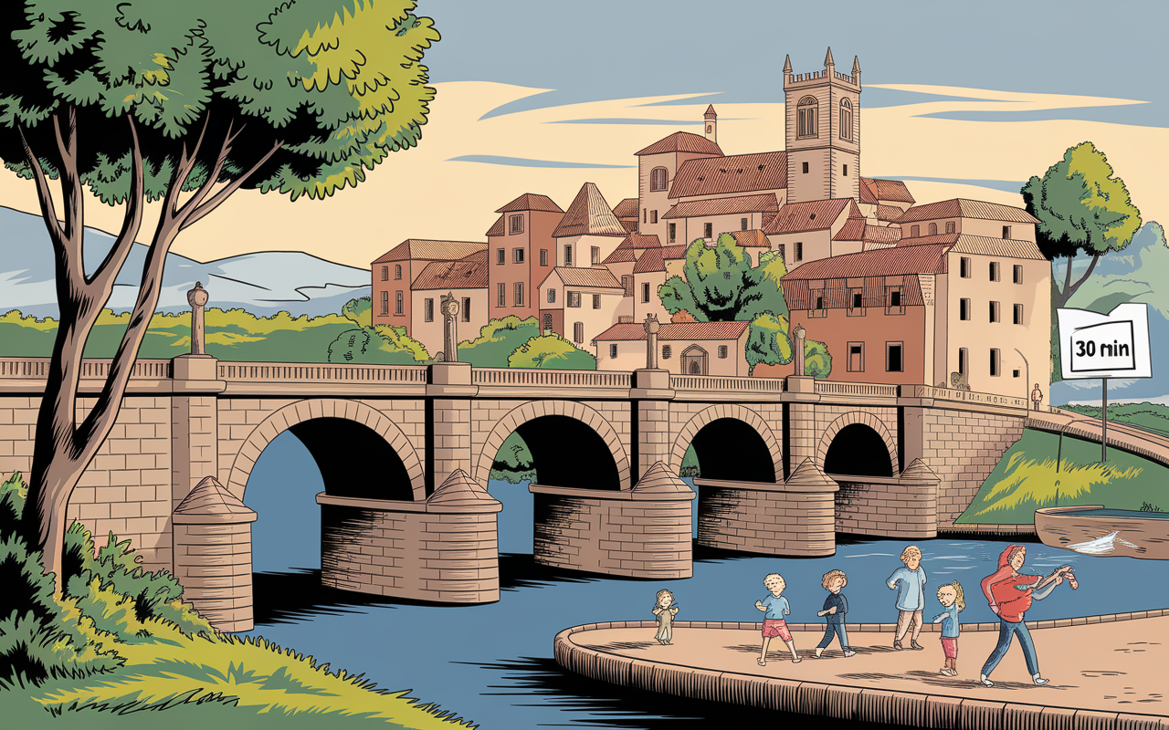 vue médiévale pont sommières familles
