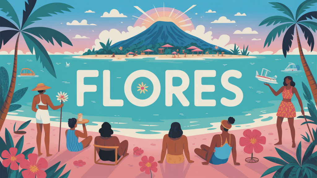 vue stylisee de flores volcan plage rose