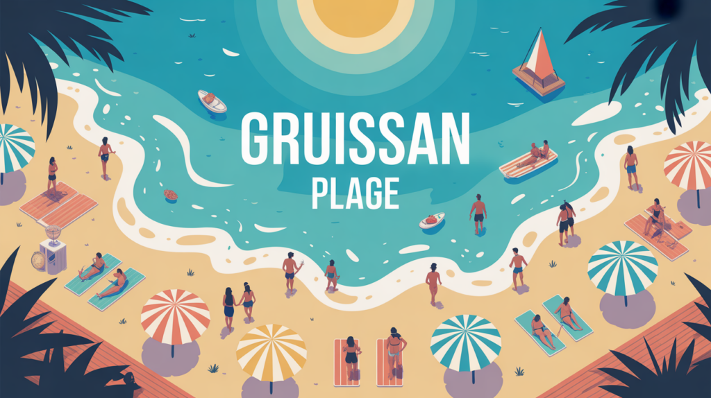 Illustration animée de gruissan plage en été