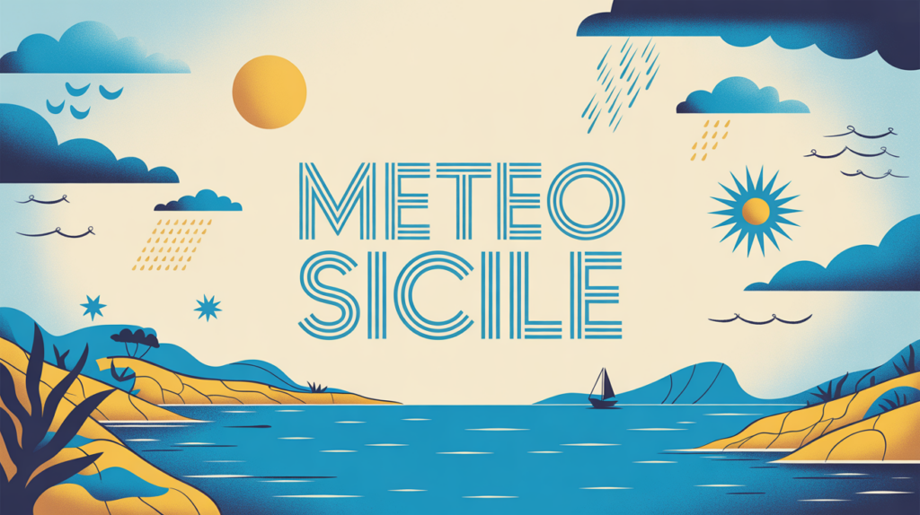 meteo sicile illustration stylisee ile mer pluie