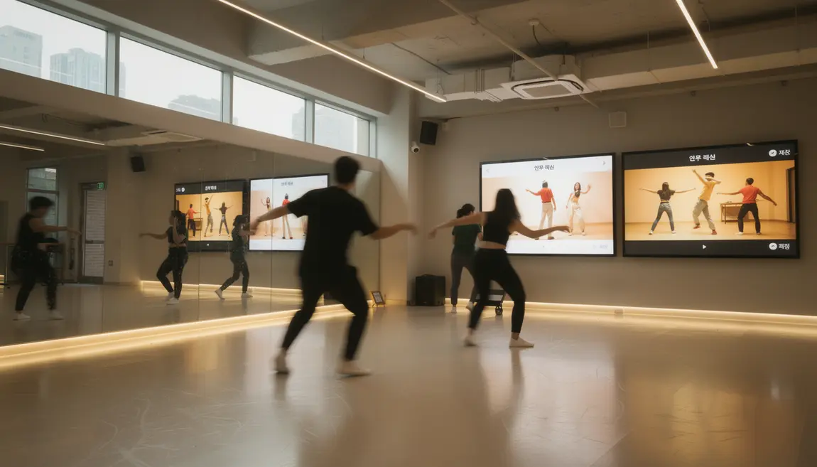 Photo studio danse coréenne moderne à Séoul, ambiance inclusive