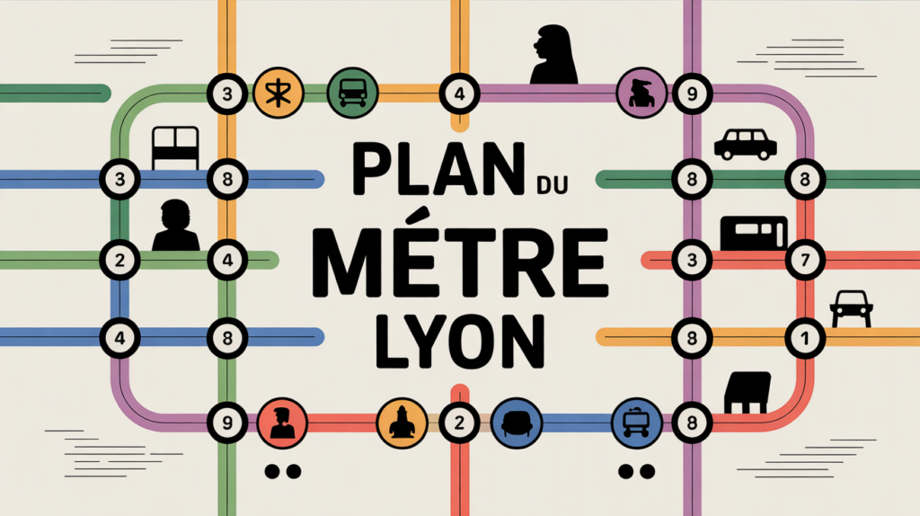 illustration plan metro lyon moderne colorie