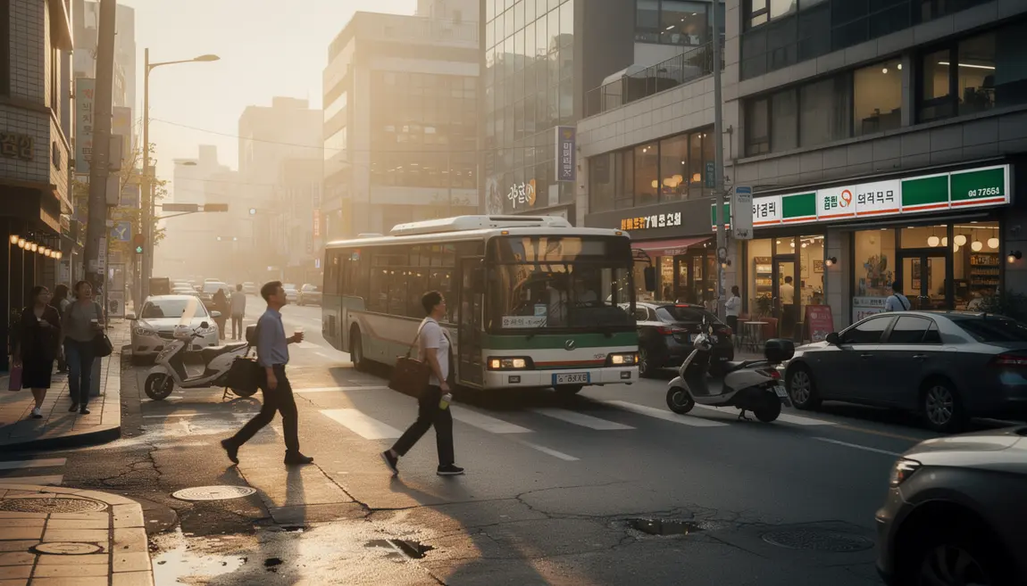 rue coréenne animée petit matin