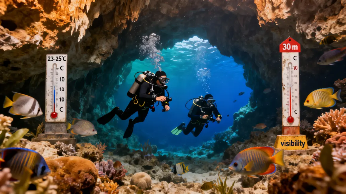 Température et visibilité plongée été hiver Corée du Sud