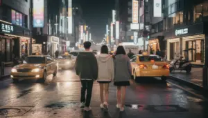 Scene urbaine soiree Coree du Sud vie nocturne