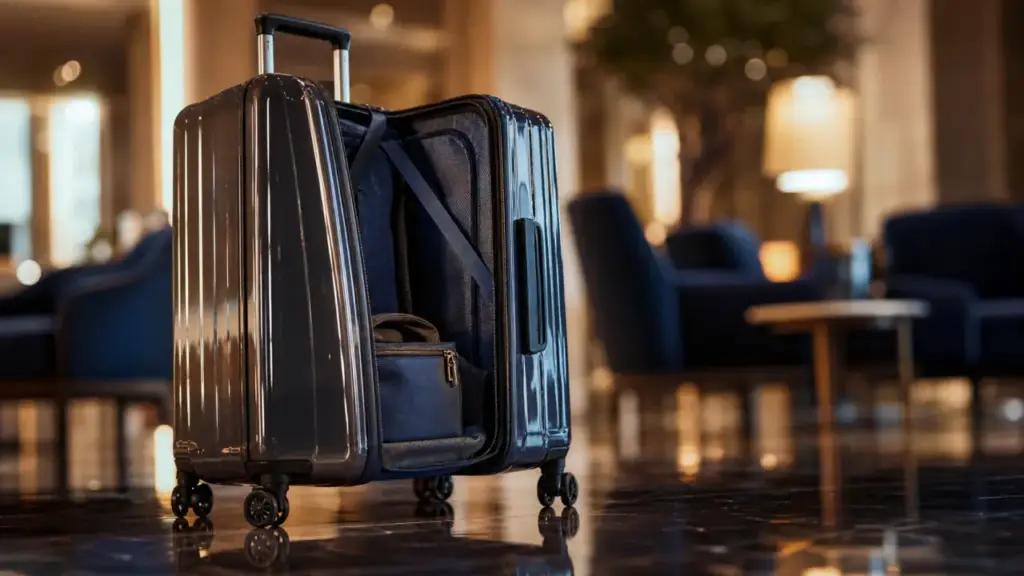 Valise polycarbonate anti-chocs, coque rigide légère grise fumée