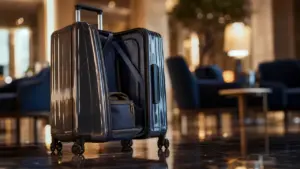 Valise polycarbonate anti-chocs, coque rigide légère grise fumée