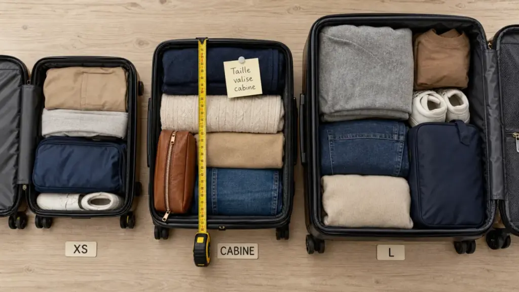 Valise taille : cabine vs soute, dimensions et volumes utiles