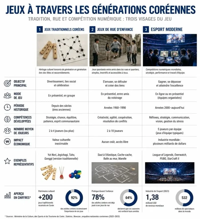 Infographie comparative de l'évolution des jeux coréens