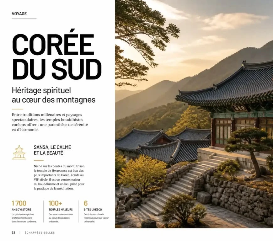 Temple bouddhiste traditionnel lors d'un séjour 18-25 ans en Corée du Sud