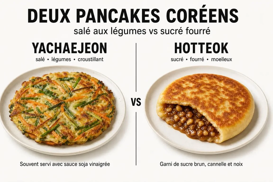Comparatif pancake coréen yachaejeon et hotteok