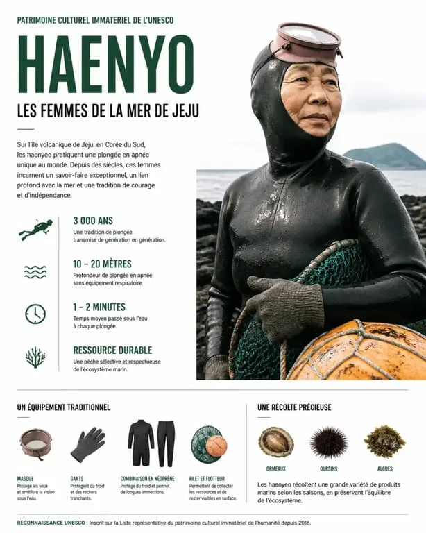 Plongeuse Haenyo traditionnelle sur l'île de Jeju