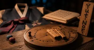 Jeux coréens : Yut-Nori sur table en bois, traditions coréennes