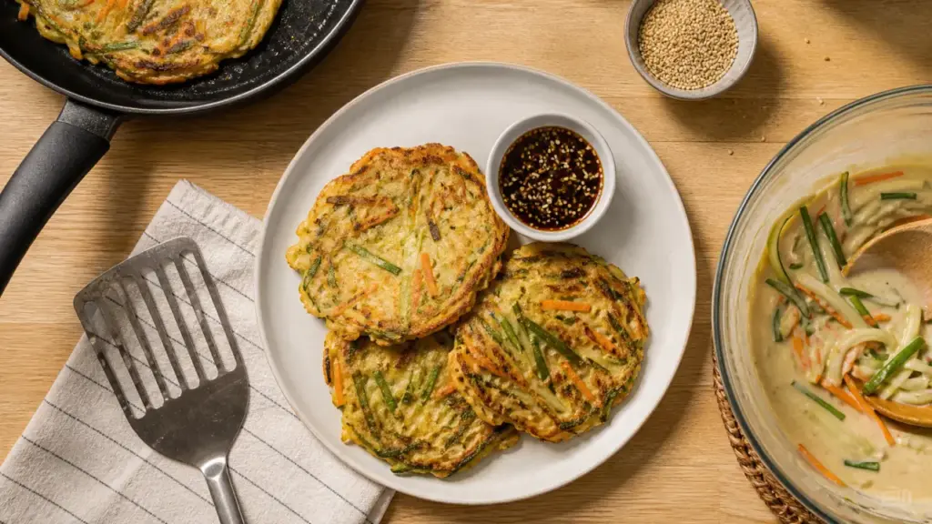 Pancake coréen yachaejeon croustillant aux légumes