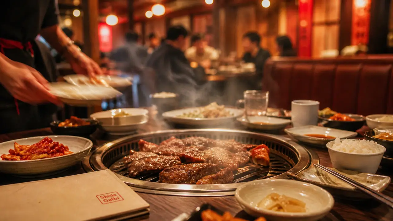 Shinla galbi, barbecue coréen : gril et banchan