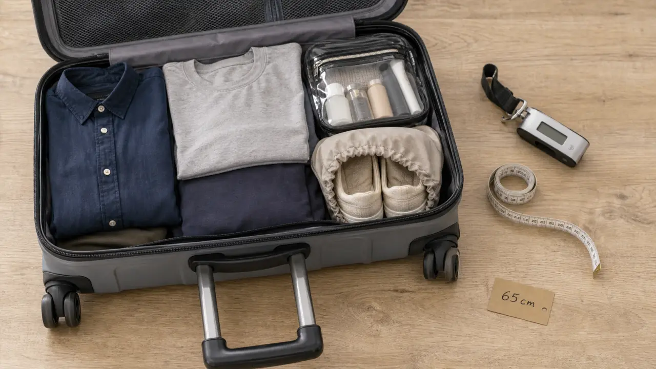 Valise moyen sejour 65 cm pour 3 à 7 jours, vue de dessus
