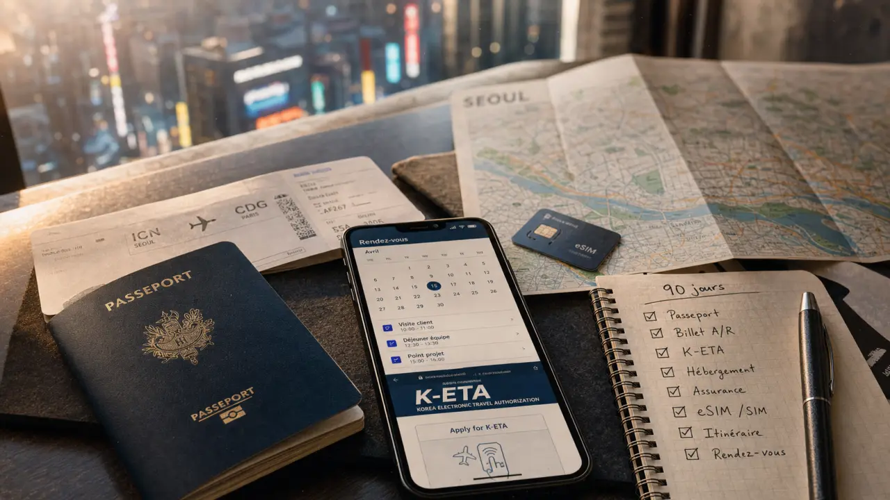 Voyage d'affaire Corée du Sud : K-ETA 90 jours sur smartphone et passeport