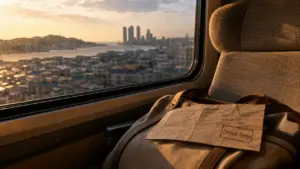 Voyage corée du sud leclerc : train KTX vers Busan, vue depuis Séoul