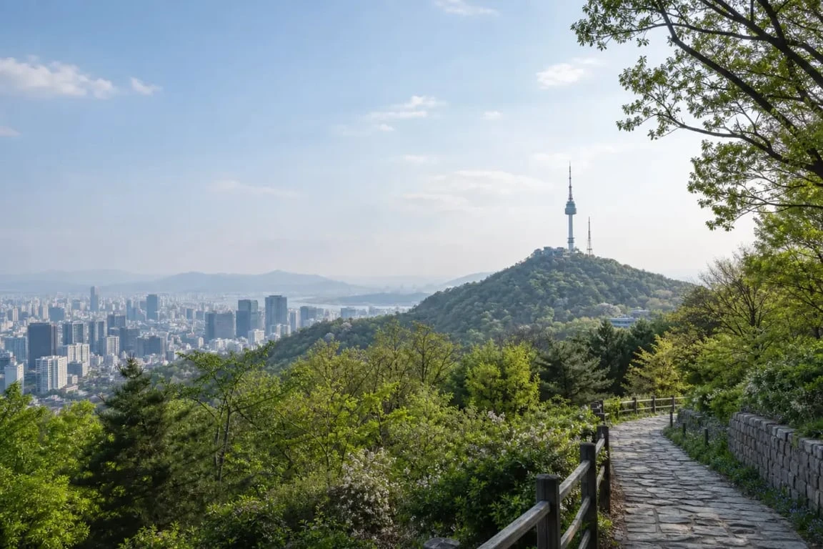 Vue panoramique de Namsan Park Korea et de la N Seoul Tower à Séoul