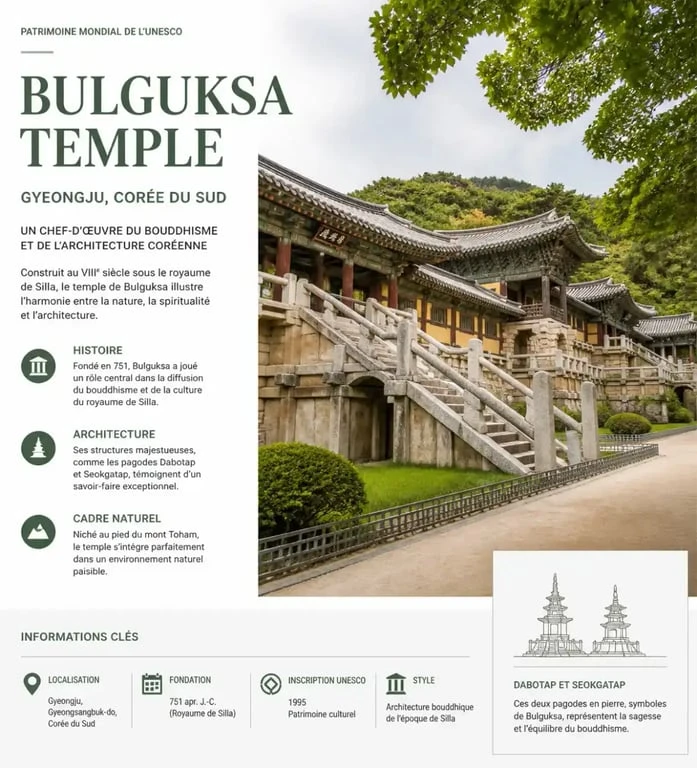Temple Bulguksa à Gyeongju, joyau historique pour un itinéraire Corée du Sud