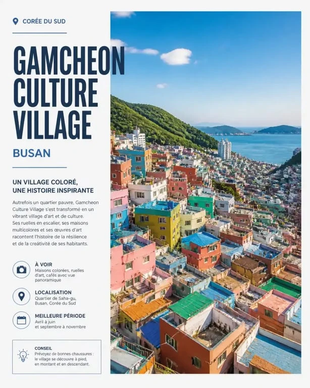 Village culturel de Gamcheon à Busan, une étape colorée de votre itinéraire Corée du Sud