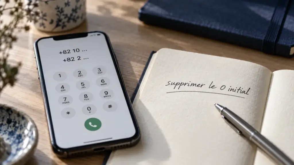 indicatif coree du sud +82, supprimer le 0 initial