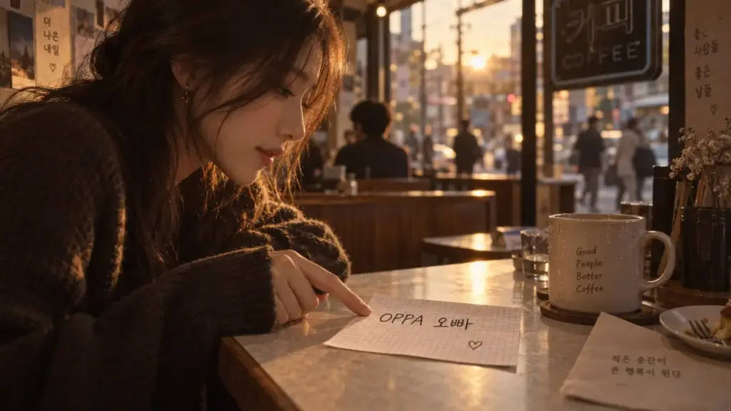 Que veut dire oppa : grand frère en amour et K-pop, note “OPPA 오빠”